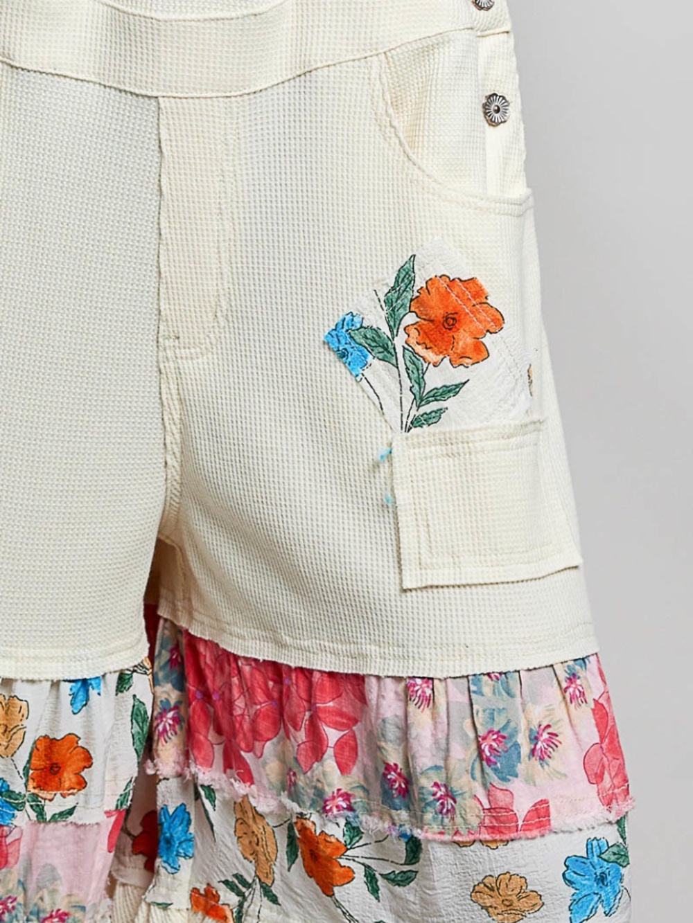 🌟 “The Phoebe" Cream Mixed Print Wide Leg Overalls - Picture 2 of 4